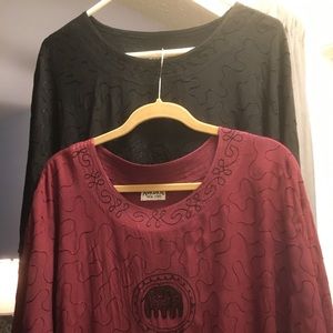 Black and burgundy embroidery tunics. Free size.